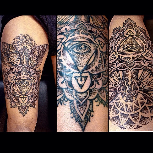 Mr @Piroz_tattoo klar med Sabbes lår-parti... #lines#dots#tattoo#ink#tattoos #tatuering #gadd #stockholm#fjäril#öga#eye#nicesthlm