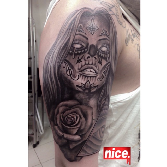 Lady muerte... By: @piroz_tattoo #diadelosmuertos #tattoo#nice #nicesthlm#ink tattoos#tatuering #gadd#stockholm#artwork#blackandgray